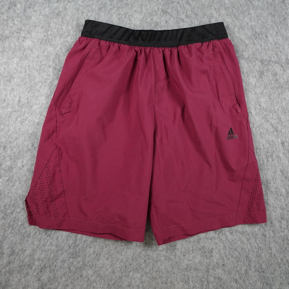 Adidas Shorts Mens Medium Burgundy Active Performance Athletic Training Gym 8.5"